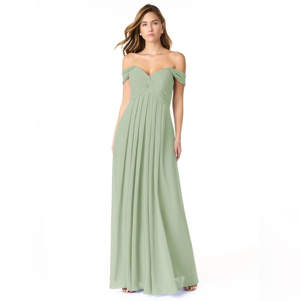 AZAZIE KAITLYNN DUSTY SAGE GREEN CHIFFON DRESS